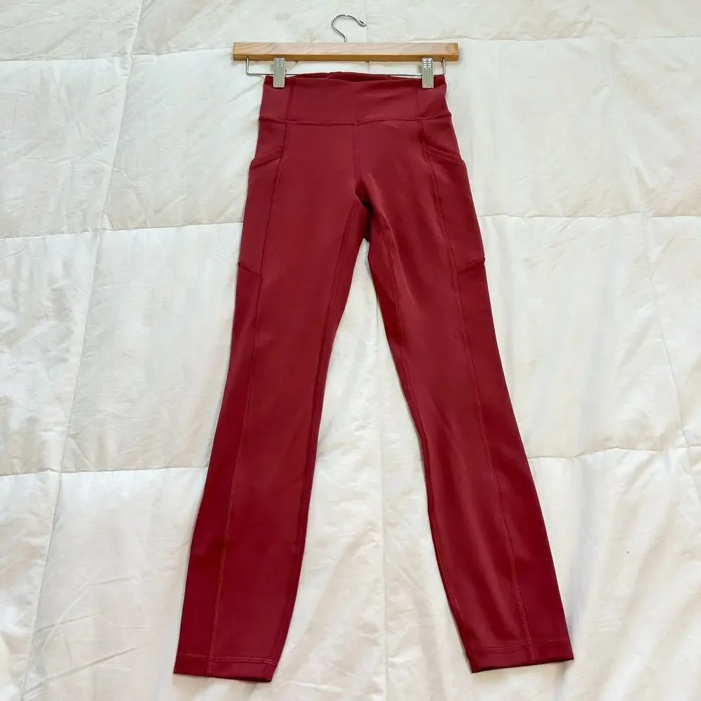 NWOT Lululemon Fast & Free Brushed Nulux 25” High-Rise Tight Red Maroon Size 2